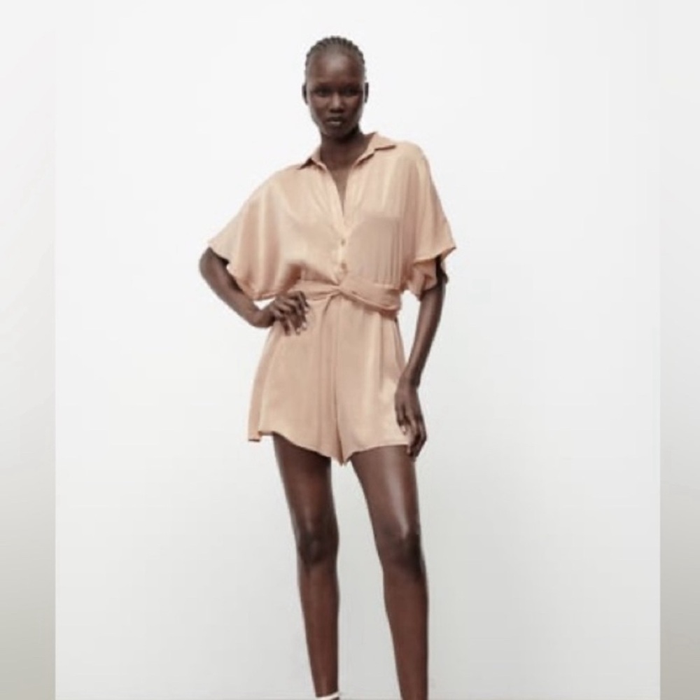 SATIN EFFECT KNOT JUMPSUIT